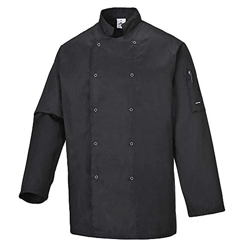 Portwest Suffolk Kochjacke, Größe: XL, Farbe: Schwarz, C833BKRXL