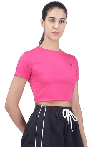 Image of Amazon Brand - INKAST Women Solid Fitted T-Shirt | Active Wear Crop Tops | Casual Sport Wear | Gym | Training | Running | Workout | Crew Neck