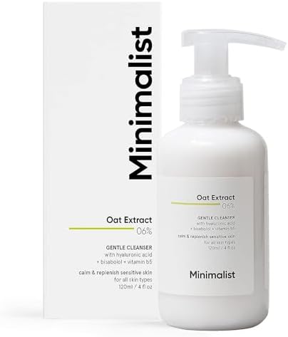 Minimalist 6% Oat Extract Gentle Cleanser with Hyaluronic Acid for Sensitive, Dry & Dehydrated Skin | Provides Hydration & Barrier Repair | For Women & Men | 4 Fl Oz / 120 ml