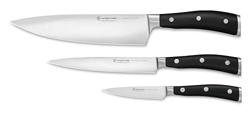 Wüsthof Classic Ikon 3-Piece Chef's Knife Set, Black
