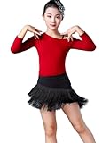 OTMYIGO Negro,150, Vestido de Baile con Flecos para niñas, Vestidos de salón para niños, Ropa de Baile con borlas para competición, Salsa Latina, Samba, Rumba y Tango