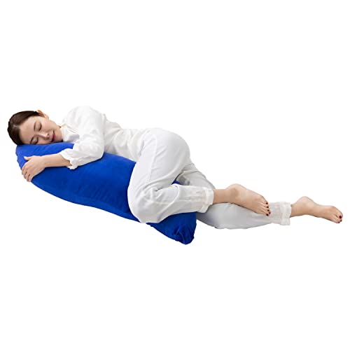 アンミンピロー 抱き枕 妊婦 綿 100% 抱き枕カバー 付き だきまくら 洗える 日本製 横寝 だき枕 いびき防止 枕 37 × 115 (ネイビー)