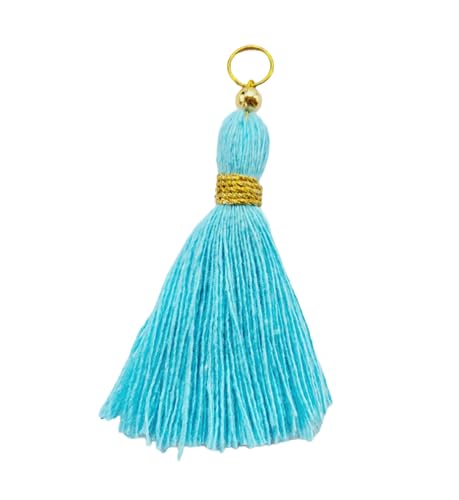 Image of Zippy Flora Micro 1.5 inch Length Cotton Handmade Tassels for Saree /Blouse /Dupatta /DIY /Decor (Pack of 12) (Sky Blue)
