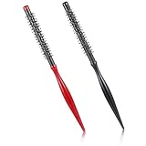 2 Pcs Mini Quiff Roller Brush, Small Round Hair Brush Set Mini Round Wood Hair Combs Styling Volume Hairbrush Mustache Brushes for Thin Short Hairs Bangs Bangs Lifting Beard Care, 2 Styles