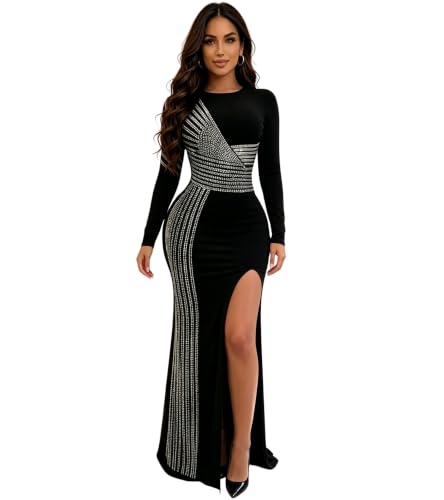 Image of PORRCEY Sexy Elegant Rhinestone Party Club Night Formal Dress for Women