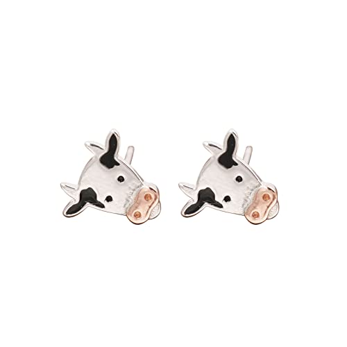 Women Earrings for Mothers Day Gifts Animal Earrings Cute Studs Cow Studs Animal Jewelry Gifts Ladies Girls Earrings Gifts For Boys And Girls Stud Earrings Small (White One Size)