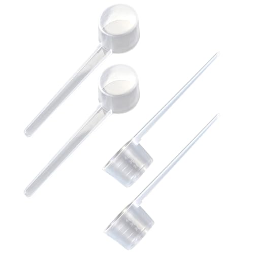 Yicoovey Measuring Spoons, 4 Pieces Dispensing Spoon, Measuring Spoon, Gram, Transparent Spoon, 5 g, with 2 g Scale, 3 g, 4 g Protein Powder Bowl, Washing Powder for Cooking and Baking