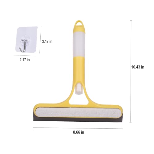 Image of 3 Pcs Squeegee for Shower Glass, 3 in 1 Window Scrubber, Spray, Sponge Wipe, Silicone Squeegee, for Car Window, Mirror, Tile Walls, with 6 Wall Hooks, Easy to Clean Kit, Yellow, Blue, White