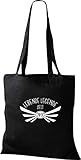 Shirtstown Bolsa de tela con diseño de leyenda viva desde 2018, texto en alemán 'Lebende Legende seit 2018', bolsa de yute, Shopper, logotipo de la compra, color negro