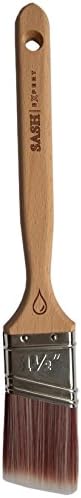 Sash Expert Flat Professional Angled Paint Brush (1-1/2") - Angle Sash Synthetic Paint Brushes - Perfect Edge Brush - Precision Angled Cutter Brush