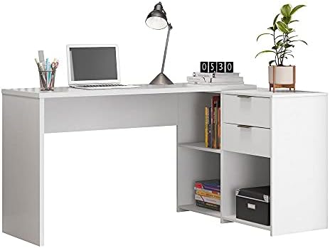 Mesa de Canto Escrivaninha em L Notavel com 2 Gavetas 3 Portas pa...