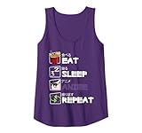 Eat Sleep Anime Repeat Kawaii Otaku Manga Japan Fan Kanji Camiseta sin Mangas