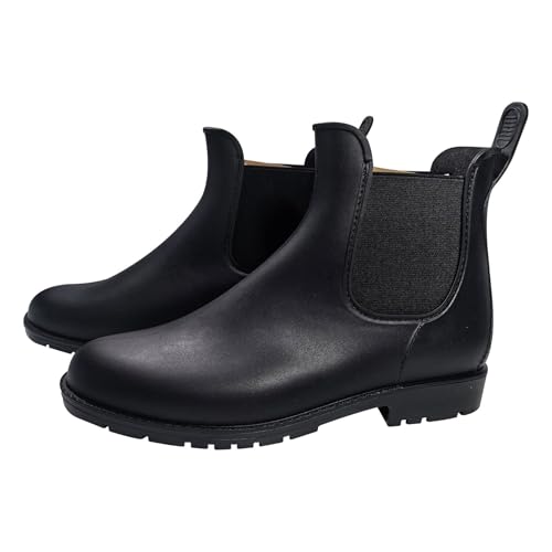 A2Z Ladies Girls Teens Wellington Ankle Boots Waterproof PVC Slip-On - Wellies LDS 1419 Chelsea Black 5 UK