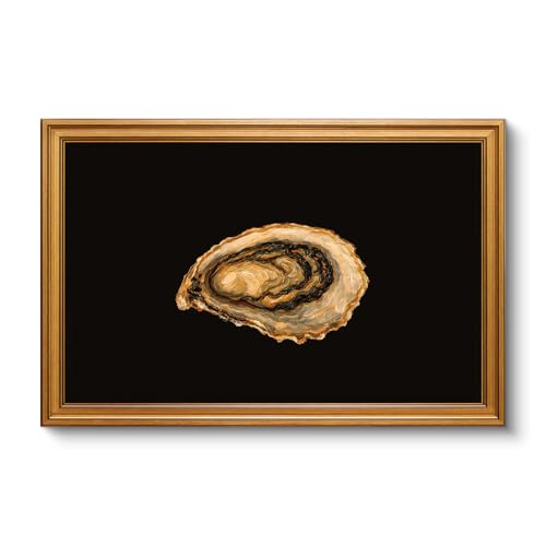 Image of VIYYIEA Vintage Gold Framed Wall Art for Living Room, Oyster Canvas Prints Home Decor, Oil Painting Picture, Bedroom Wall Decor Gifts for Friends or Family -【Oyster】-(24L x 16W)
