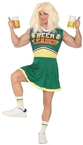 FIESTAS GUIRCA | Beerleader-Kostüm für Erwachsene (48-50/M) – Outfit für Junggesellenabschiede und Kostümpartys – Ideal für Männer – Perfekt für Karneval und Halloween – Grün