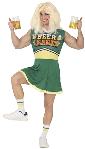 FIESTAS GUIRCA | Beerleader-Kostüm für Erwachsene (48-50/M) Outfit für Junggesellenabschiede und Kostümpartys Ideal für Männer Perfekt für Karneval und Halloween Grün
