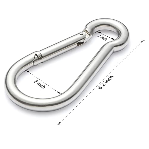 Image of sprookber Stainless Steel Spring Snap Hook Carabiner - 304 Stainless Steel Clips, Set of 6
