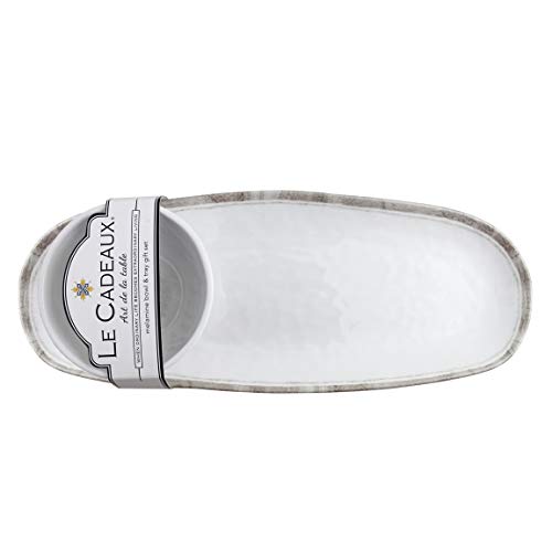 Le Cadeaux Melamine Bowl And Tray Gift Set, Rustica Antique White #TOP11
