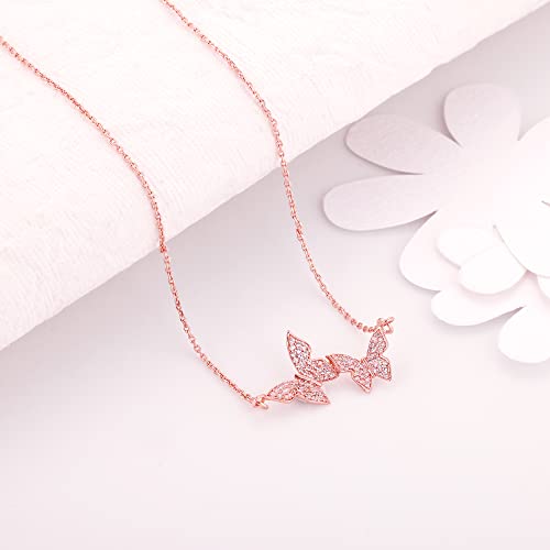 Image of GIVA 925 Silver 18k Gold Plated Rose Gold Zircon Necklace | Gifts for Women & Girls