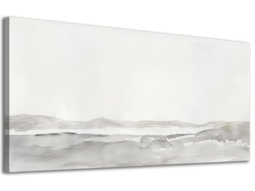 ADJUVANT Wall Art Contemporary Minimalist Landscape 46" L x 23" W, Monochrome Gray Canvas Painting Abstract Artwork Subtle Texture Prints Wall Decor for Living Room Bedroom Dining Room