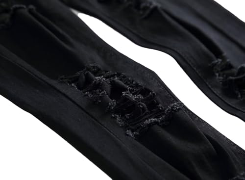 TIRANGER C Men's Ripped Skinny Slim Fit Stretch Distressed Destroyed Jeans Denim Pants Black 30