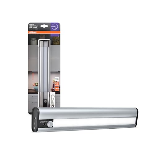 OSRAM Linear LED mobile luminaire sous meuble 300 mm, 4000K, batterie USB, détecteur de mouvement, boîtier aluminium, rechargeable, pour intérieur, IP20