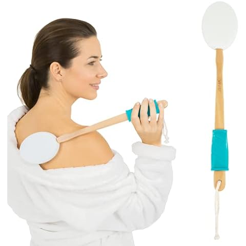Vive Lotion Applicator for Your Back - Long Reach Handle with Sponge for Easy Self Application of Shower Bath Body Wash Brush, Skin Cream, Suntan, Tanning, Aloe - Men, Women (Padded Brush) Cover
