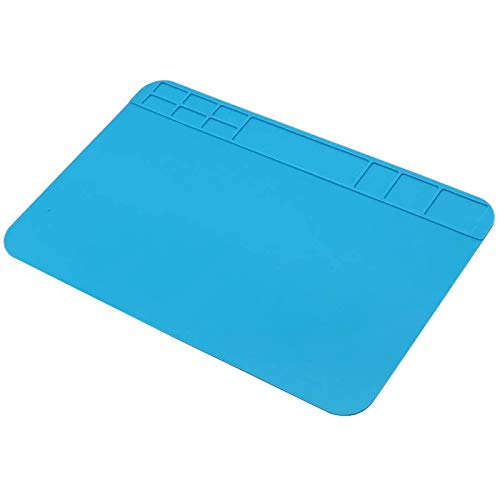 Pasuihcay Insulation Silicone Soldering Repair Mat Heat Resistant Work Pad for Mobile Phone PCB BGA Soldering Iron Repair Pad, Blue