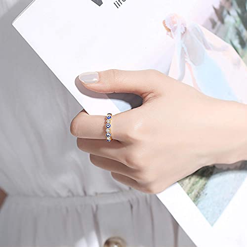 Puerzi Evil Eye Ring,Rose Gold Plated Ring Suitable For Women Girls,Size 6 To 10 (Gold, 8) #TOP1