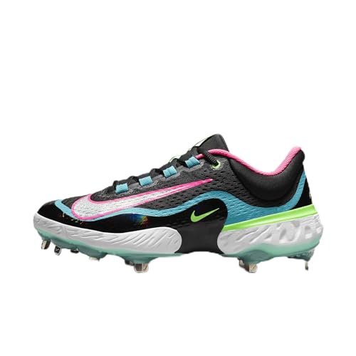 Nike Alpha Huarache Elite 4 Low NRG Crampons de baseball (DJ6521-002), Noir/bleu sarcelle/rose...