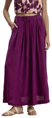 VELVET BY GRAHAM & SPENCER Women's Linda Woven Linen Skirt, Grapes