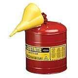 Justrite 7120110 2 Gallon, 9.50' OD x 13.75' H Galvanized Steel Type I Red Safety Can With Funnel