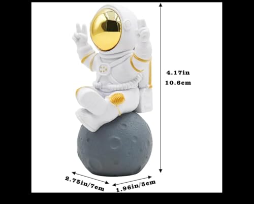 Image of VRB DecTM 1pcs Astronaut Miniature Showpiece Set for Home Decor, car Dashboard,Valentine,Living Room,Gifts Figurines,Cake Decoration Items-Resin (1 Pcs Golden Ashtronaut Showpiece)