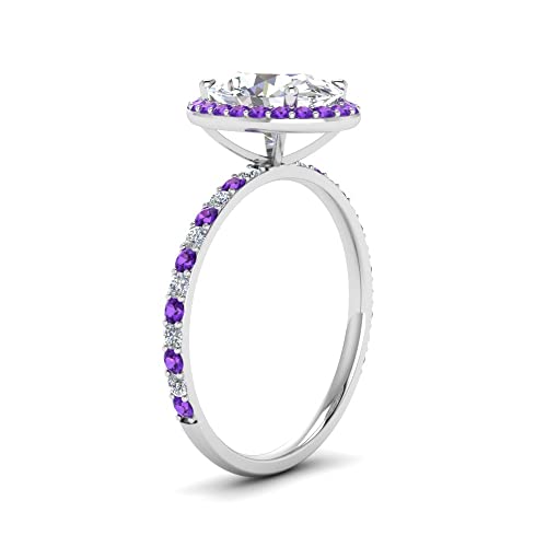 Image of Choose Your Gemstone Oval Halo Ring 925 Sterling Silver Oval Shape Halo Engagement Rings Gemstone Wedding Promise Gift Casual Wear Party Wear Daily Wear Office Wear US Size 4 to 12