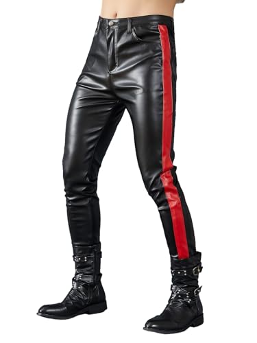 Pantalon similicuir synthétique homme coupe slim Idopy cinq poches