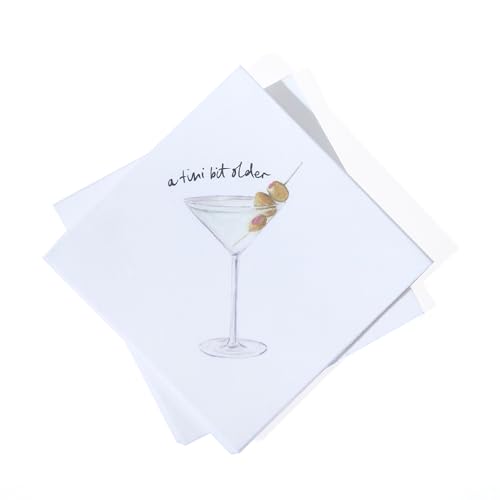 For Your Party A Tini Bit Older Birthday Cocktail Napkins 3-Ply Disposable Beverage Napkins with Martini Design Full Color 20 Count for Adult Birthday Party Decor