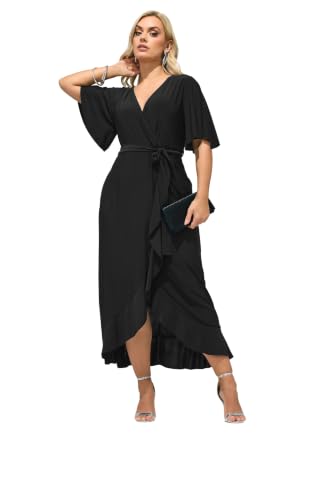 Image of Yours London Curve Ruffle Hem Wrap Maxi Dress - Women's - Plus Size Curve