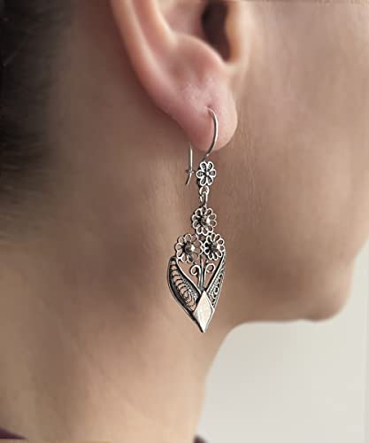 Sterling Silver Handcrafted Filigree Art Dangle Drop Women Earrings Collection 6