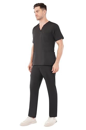 Image of PRAGATI TRENDS Unisex Scrub Suit Surgical V-Neck Top and Cargo Type Trouser (BLACK, 2XL)