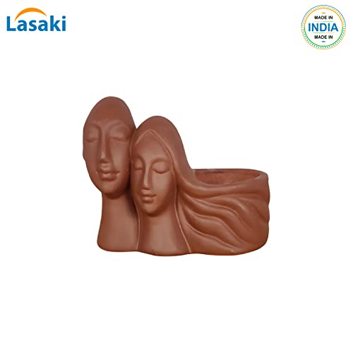 Image of Lasaki Couple Truffle Ceramic Pots for Indoor Plants, Planters, Flower, gamla, Outdoor, Balcony, Home, Garden, Office Decor, Succulent Pot(L - 16 X W - 10 X H - 14.5 cm)(Plants not Included)