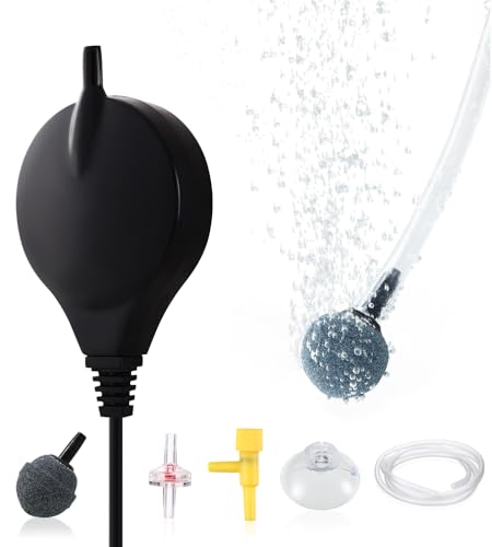 CUYPAS Mini Aquarium Air Pump Mini Fish air Pump for Up to 10 Gallon Fish Tank 1.5 Watts 310ml/min (with Check Valve and Adjustable Air Valve Kit) Black