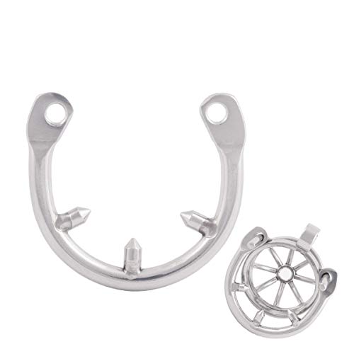 TERNENCE Men's Virginity Lock Belt Male Chastity Cock Cage Anti-Off Ring F002 (Cage Two Dowel pins Distance: 35mm / 1.38 Inches)