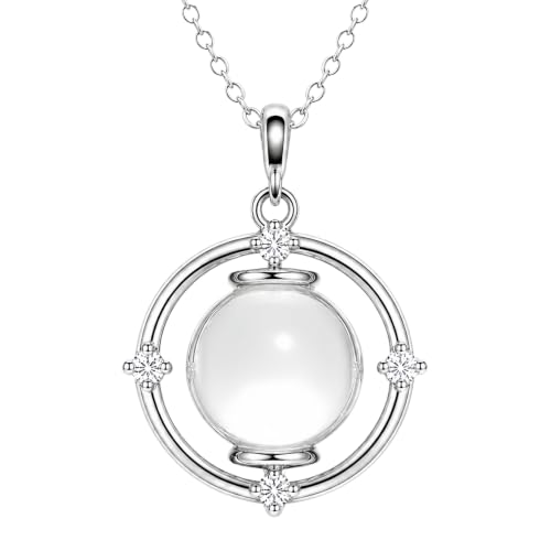 Image of Natural Clear Quartz Necklace for Women, 360° Spinner Pendant Necklace