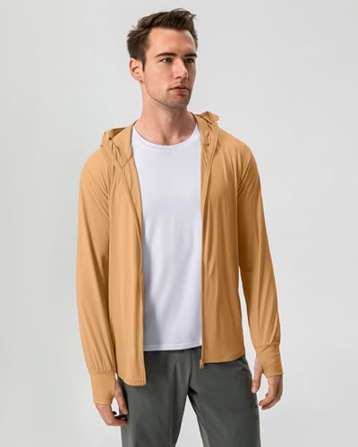 Locachy Jaqueta masculina com proteção solar FPS 50+, leve, com zíper, manga comprida, refrescante,