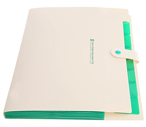 Pocket File Organizer, iToolai Plastic Accordion File Folder Letter Size with Fastener,Beige/Green