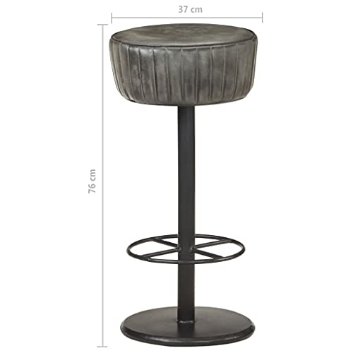 Tabouret de bar gris en cuir véritable de style scandinave chic 76 cm