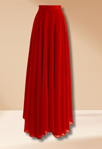 Image of Women's Full Length Georgette Long Skirt- Lehenga with 8 Meters Maxi Flare