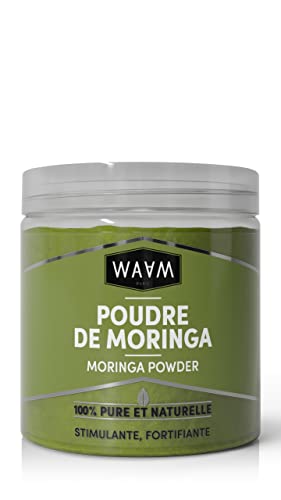 WAAM Cosmetics – Poudre de Moringa – 100% pure et naturelle – Soin cheveux fortifiant et stimulant – 100g