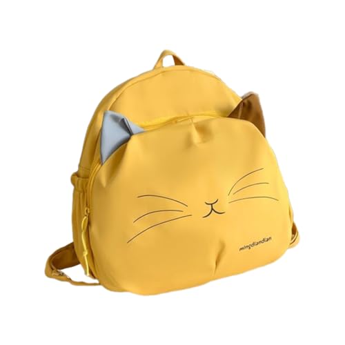 KADSXIYA Mochila escolar con diseño de gato de dibujos animados, mochila grande de estilo coreano, Amarillo