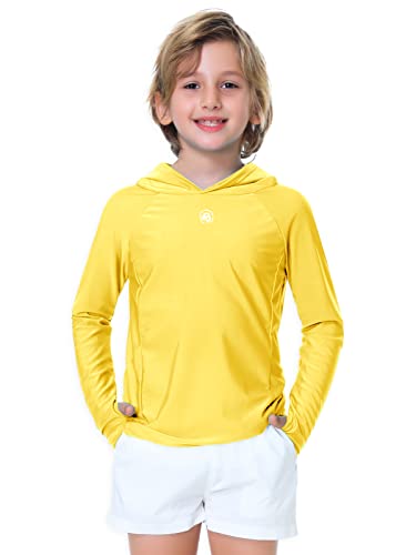 Image of AOBUTE Unisex Kids Long Sleeve Hoodie Rash Guard Boys UPF 50+ Swim Top with Thumb Hole 3-12 Years